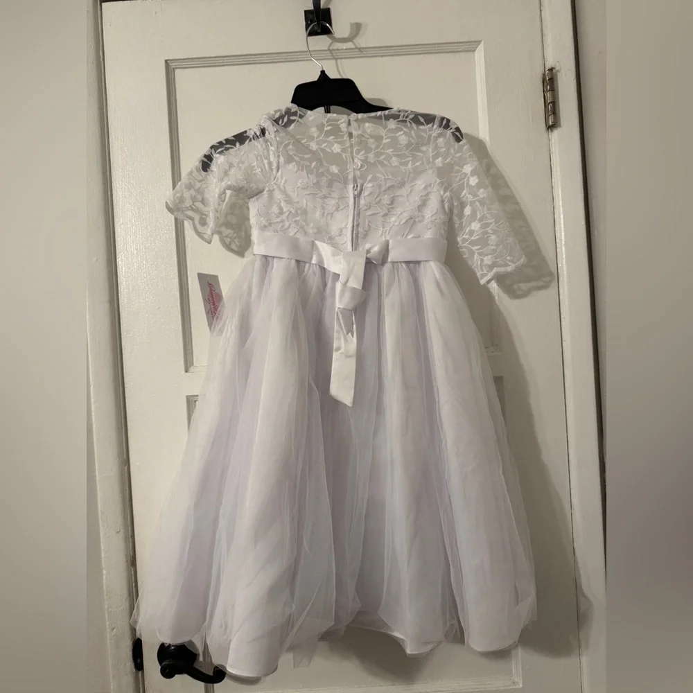 NEW Baptism Flower Girl First Communion Formal Girls White Dress Sz 7 $118